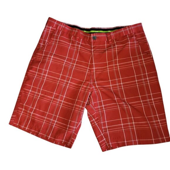 Red Plaid Athletic Shorts - Picture 1 of 5